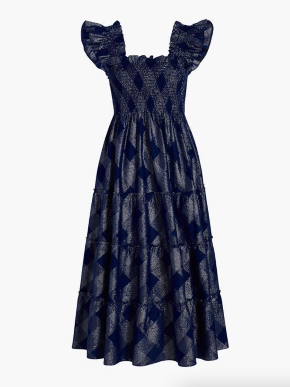Hill House The Ellie Nap Dress Navy Glitter Silver Check Women’s Size XS